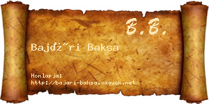 Bajári Baksa névjegykártya